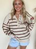 2025 Fall/Winter Women's V-Neck Striped Pullover Sweater - European & American Fashion Trend
