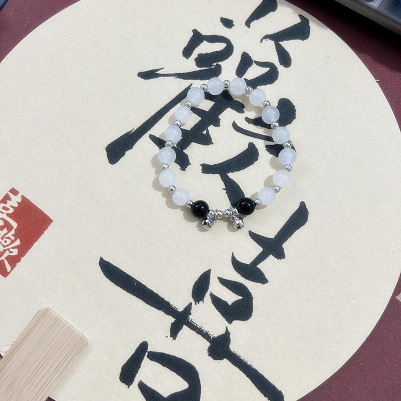 Modern Chinese-Style Beaded Elastic Bracelet: Sweet Glass Bead Design