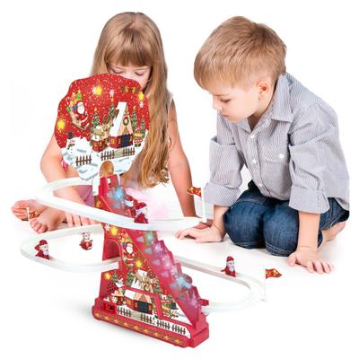 Giocattolo di Babbo Natale con pista da arrampicata a LED, musica, Babbo Natale elettrico, scala da arrampicata, montagne russe, giocattolo scorrevole, regalo per bambini piccoli, ragazzi e ragazze