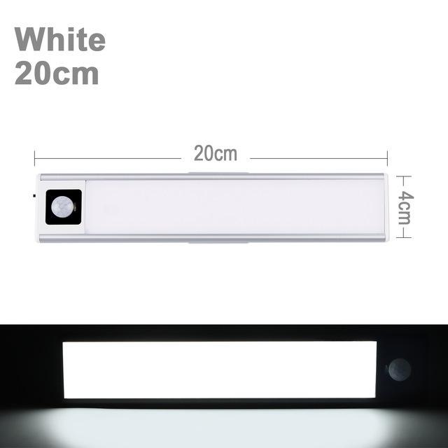 Lumină de noapte wireless pentru dulap cu senzor de mișcare LED de 20 cm și 40 cm, reîncărcabilă prin USB, pentru sub dulap, cu lumină magnetică
