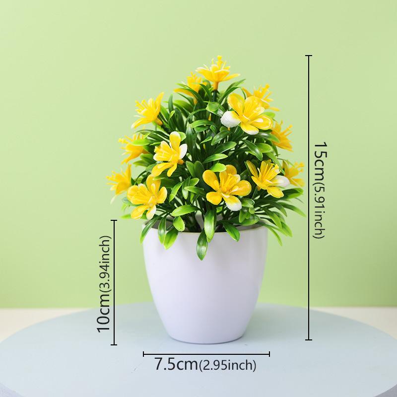 1 Stück Künstlicher Fünfblatt-Pflaumenbaum Kleine Topfpflanze - Innen/Außen Pflegeleicht Kunstblume Grünzeug für Heimdeko