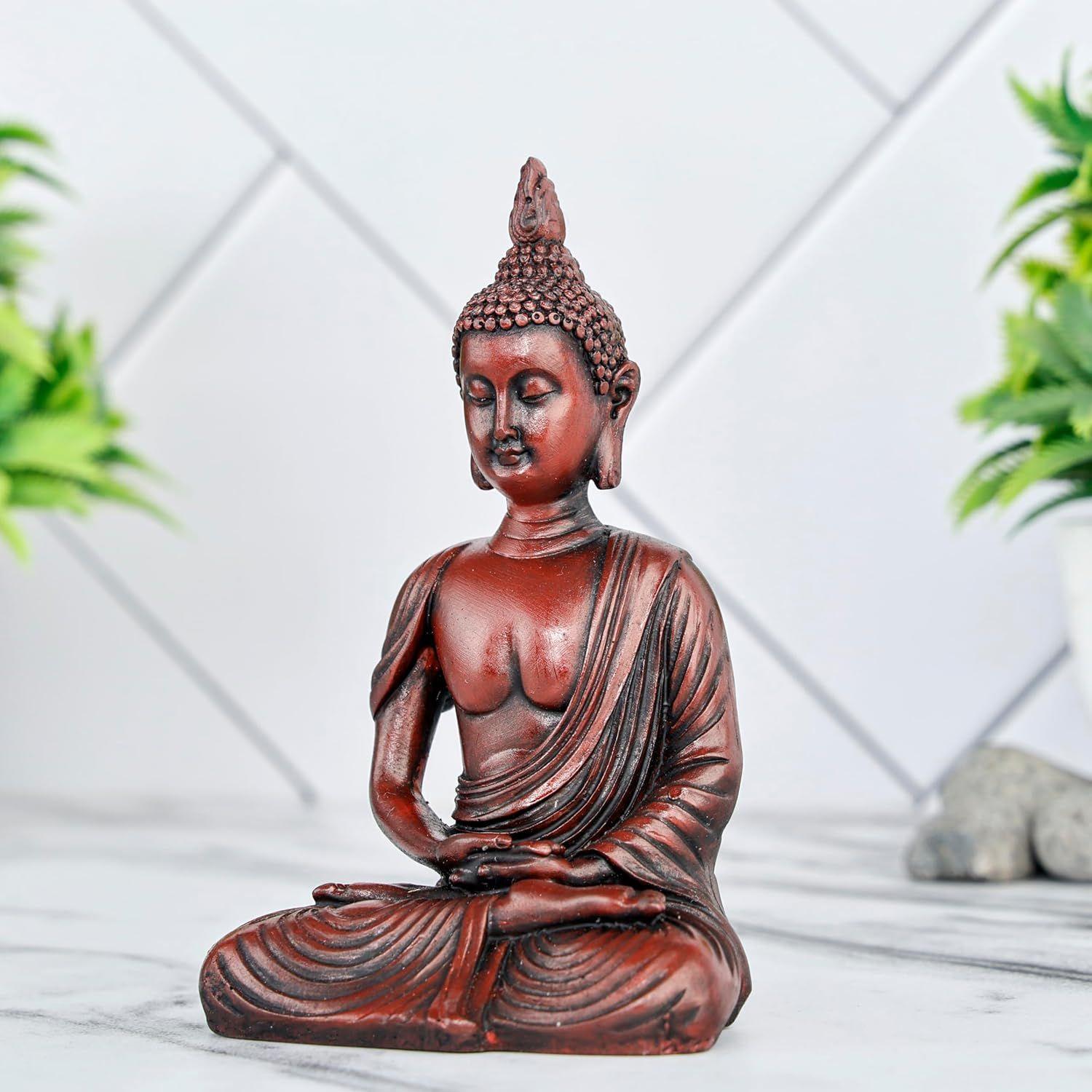 

Новая сидящая статуэтка Будды, медитирующего, выставочный экспонат, идол, предметы домашнего декора для гостиной и подарки малиновый