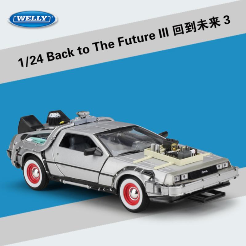 Welly 1:24 DMC-12 DeLorean Time Machine Back To the Future Car Model Diecast Metal Car Model Simulation Collection Kids Toy Gift