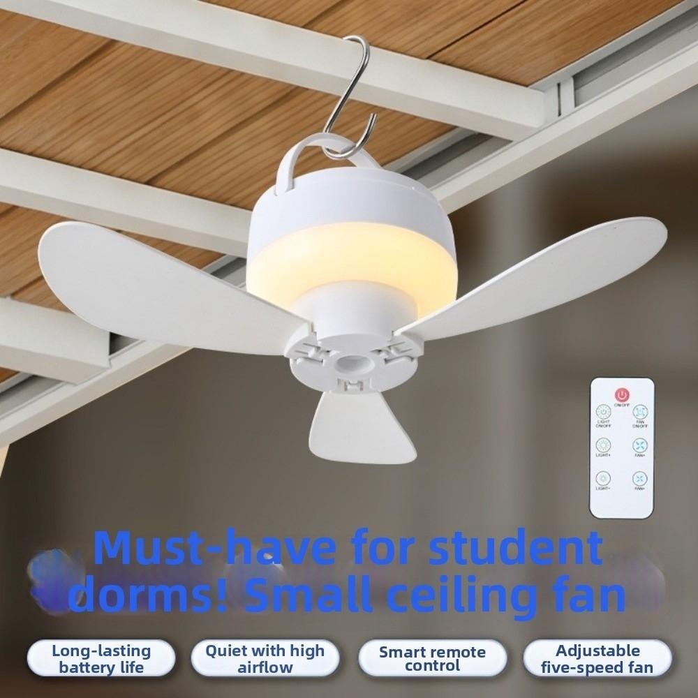 USB Rechargeable Ceiling Fan Light Silent Operation Ceiling Lamp Hanging Fan Light  Camping Tent