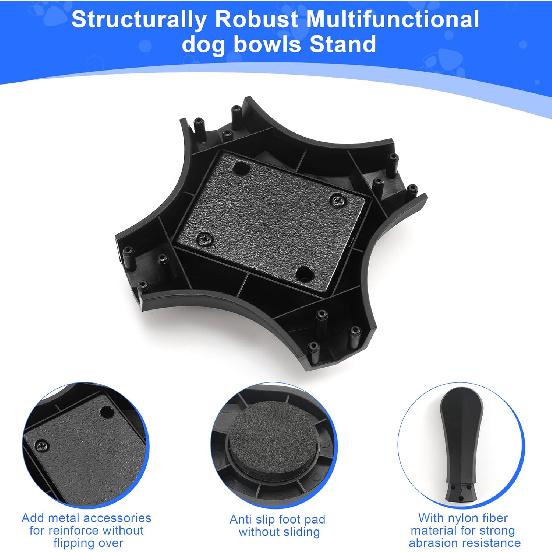 Dog Bowls Elevated Adjustable Stand, Raised Bowl with 3 Heights & Tilted Feeding Stand, Compatible with Various Bowls, for Medium & Large Breeds (1