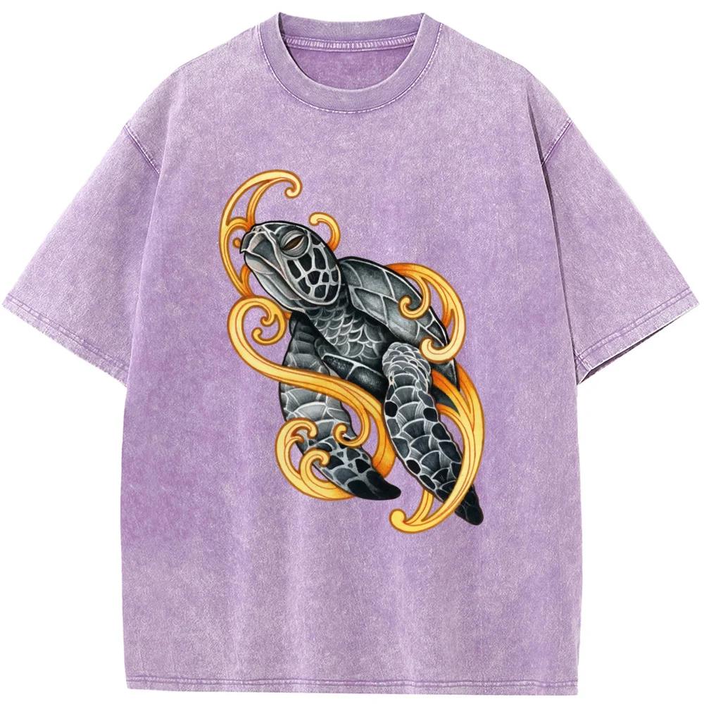 

Мужская/женская выстиранная футболка с принтом черепахи, хлопковая, забавная, свободная, отбеленная футболка, ретро, хип-хоп, отбеленная футболка, топы 3XL