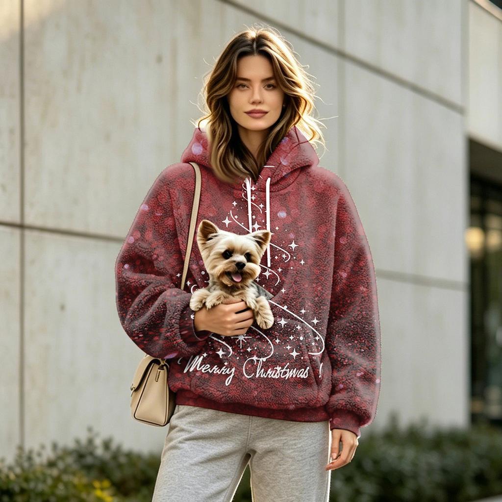 Unisex Athletic Hoodie with and Dog Pouch, Long Sleeve Pullover Sweatshirt