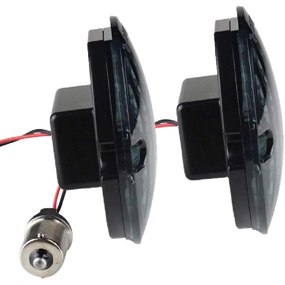 ZYTC 3 1/4" LED Turn Signals Flat PC Lens Style Rear 1156 Red LED Turn Signal Kit For Harley (Not Need Extra Lens)