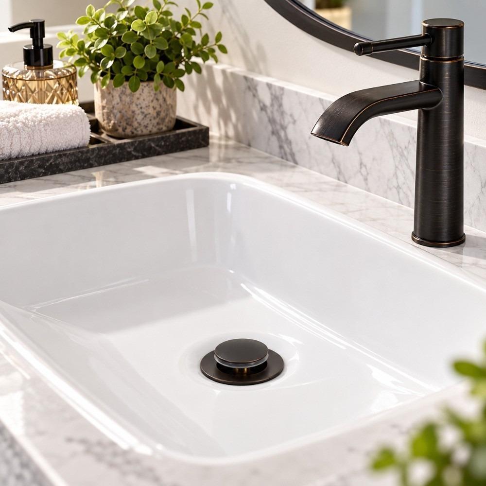 Matte Black Finish Sink Drain Stopper Push Bounce Bathroom Sink Drain For Lavatory