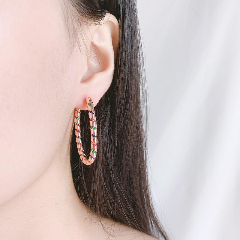 Large Circle Earrings Popular Micro-Set Oval Large Earrings Earrings