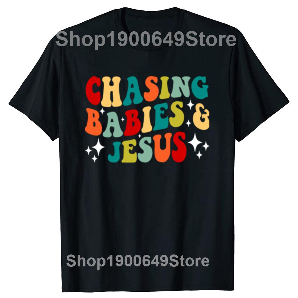 

Vintage Chasing Babies and Jesus Christian Graphic Tshirt Men Women Hip Hop Faith T Shirt 100 Cotton Comfort Tshirts 4XL