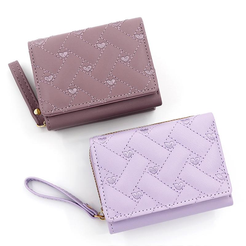 Korean Style Sweetheart Embroidery Women's Zipper Wallet & Coin Purse