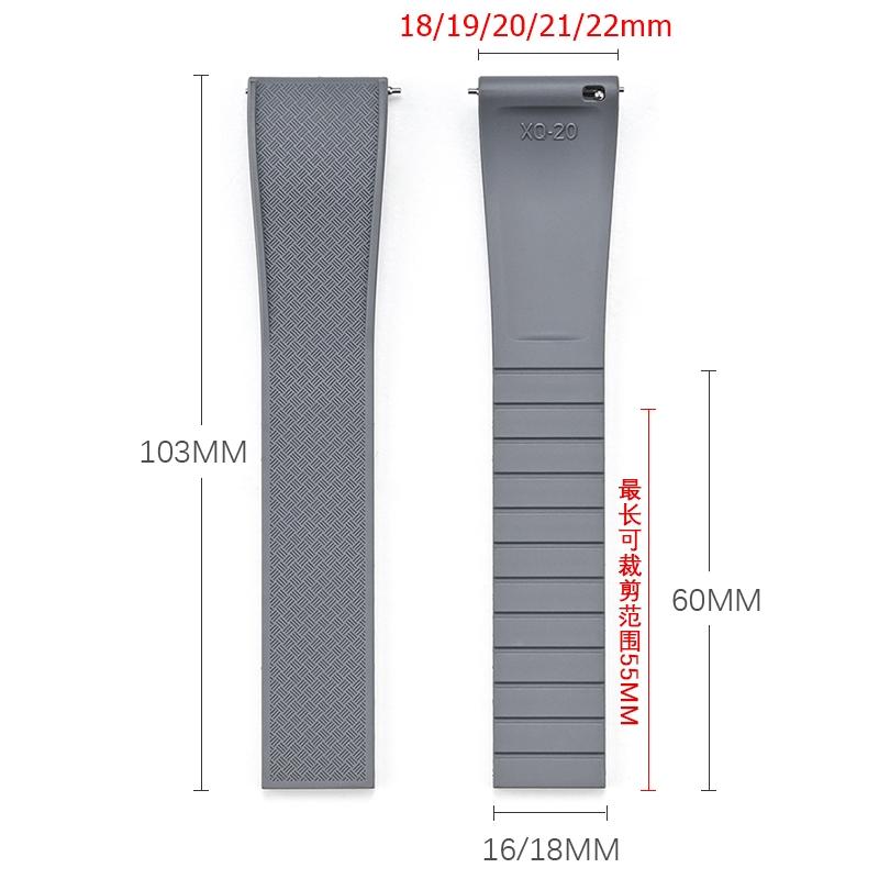 18/19/20/21/22mm Schnellwechsel FKM Fluorkautschuk Uhrenarmband Verstellbare Länge Mann Frau Band Faltschließe Universelles Armband