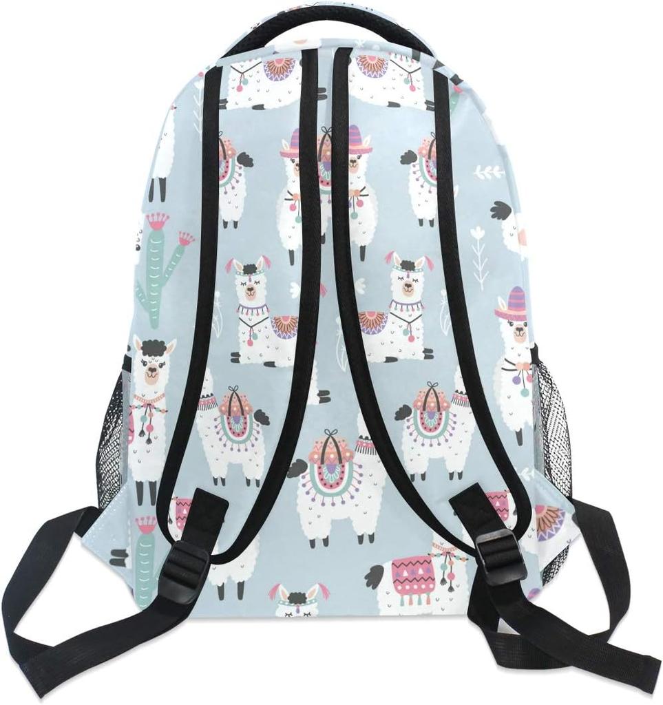 Colorful Alpaca Cactus Backpack, Cartoon Alpacas & Cacti Design, Durable Daily Bag, Perfect for Youth