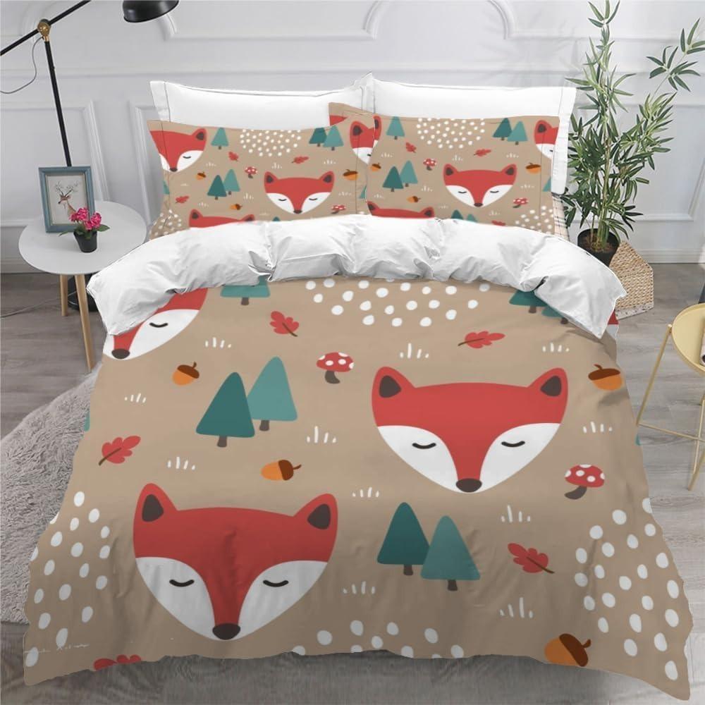 

Мультяшный лис для детей пододеяльник Микрофибра пододеяльник украшение комнаты кровать взрослое постельное белье Молния и 2 наволочки 90x200cm