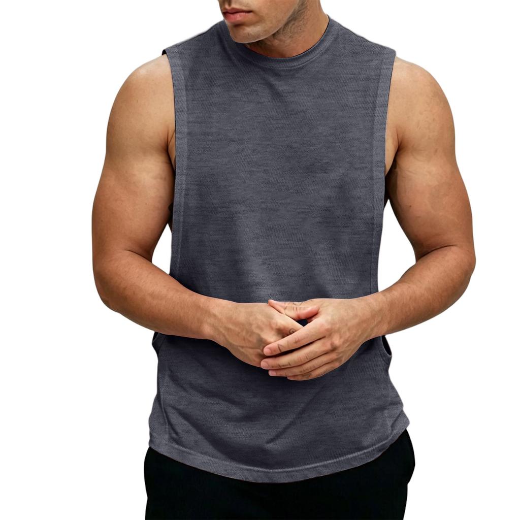 Men's Sleeveless Athletic Tank Top Muscle Shirt Gym Fitness Breathable Stretch Quick Dry Sports Vest for Summer Training