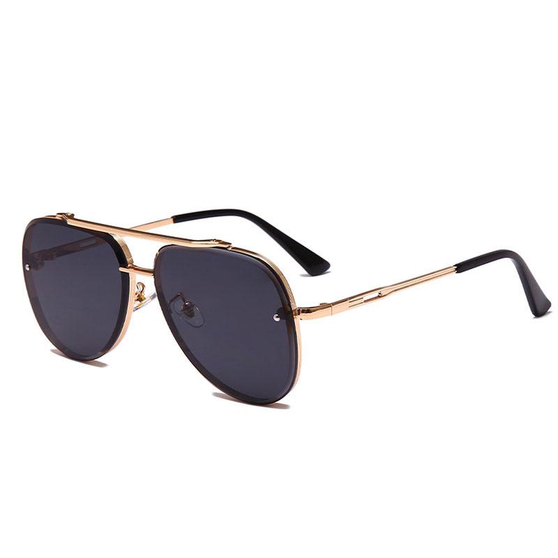 Fashion Pilot Sunglasses Men Women Luxury Brand Metal Big Frame Sun Glasses Vintage Steampunk Square Gradient Lens Eyewear UV400