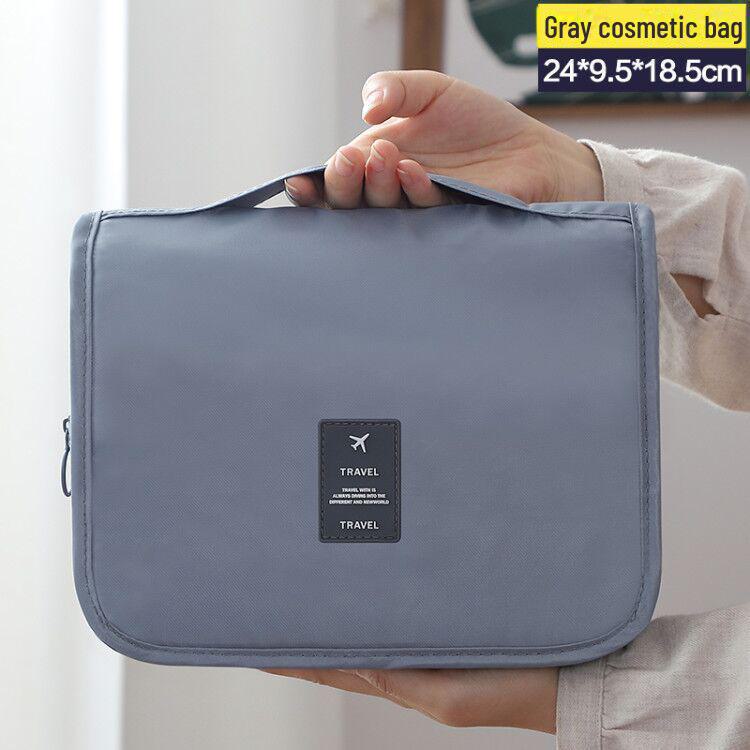 Twill Waterproof Hanging Toiletry Bag - Large Capacity, Portable, Hand-Held Cosmetic Organizer