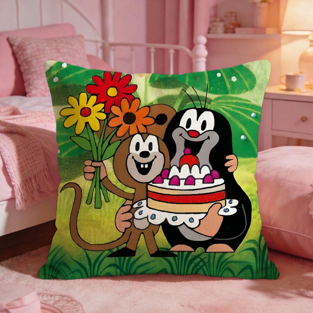 TThe Little MoleS Anime Cushion Cover Premium Comfort Reversible Pillow Cove Two In One Design For Any Room Car Interior