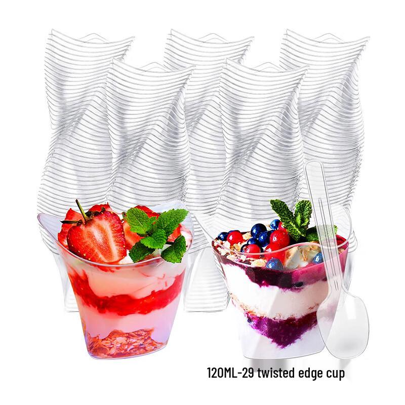 

120ML Disposable Plastic Mousse & Pudding Cups with Spoons