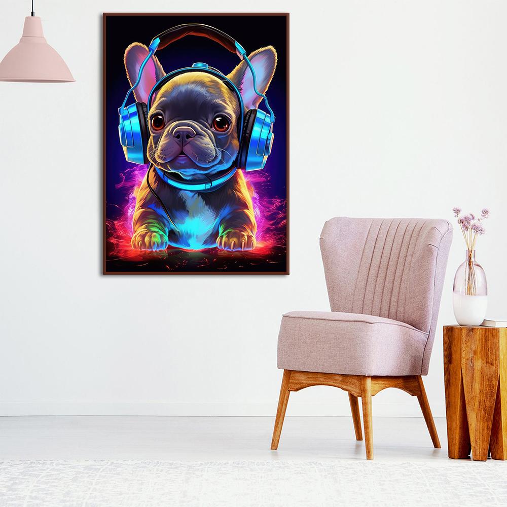 Monkey Cat Dog Headphone Poster Living Bed Room Home Bar Decor Canvas Painting Fashion Dj Music Animal Wall Art Picture Prints