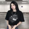 Women's Crew Neck Short Sleeve Crop Top Loose Fit Chic Graphic Print Pullover T Shirt Sexy Navel Exposed Casual Student Blouse For Summer Daily Wear