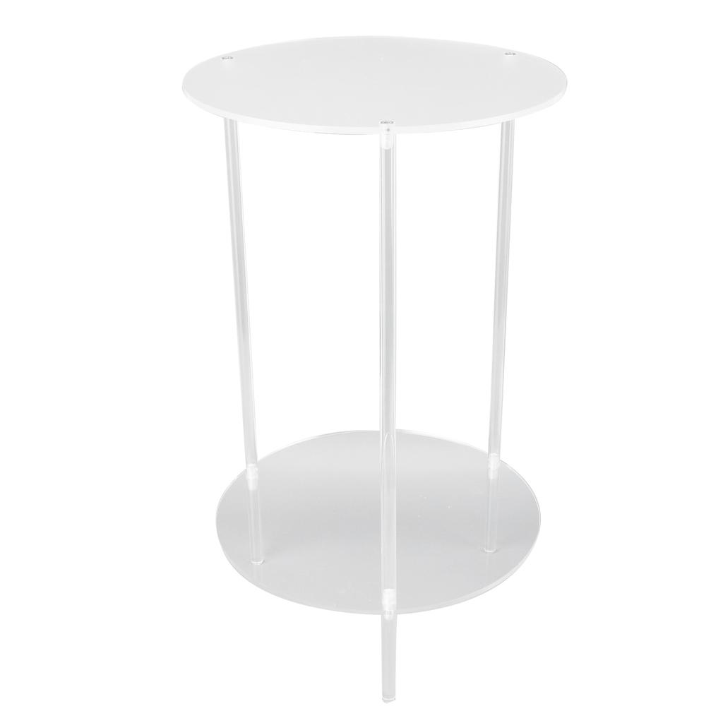 Clear Acrylic Side Table 2 Tier Round Top Nightstand Small Modern End Table for Living Room Bedroom