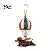 Retro Resin Dog Decoration Flying Dachshund Hot Air Balloon Hanging Ornament, Vintage Wall Hanger, Whimsical Art for Lovers Decor Porch Door