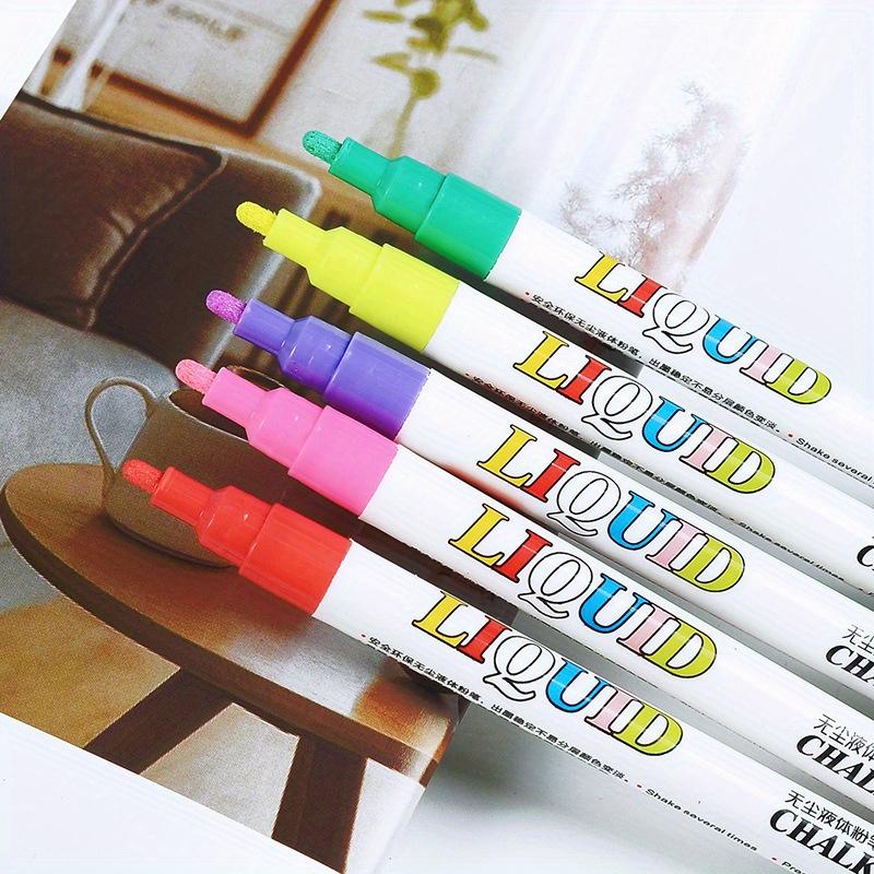 12 Farben/Box Buntes staubfreies Flüssigkreide-Set Das Büro-Briefpapier Löschbare Umweltfreundliche Markierstifte Schulbedarf Marker für Glasfenster