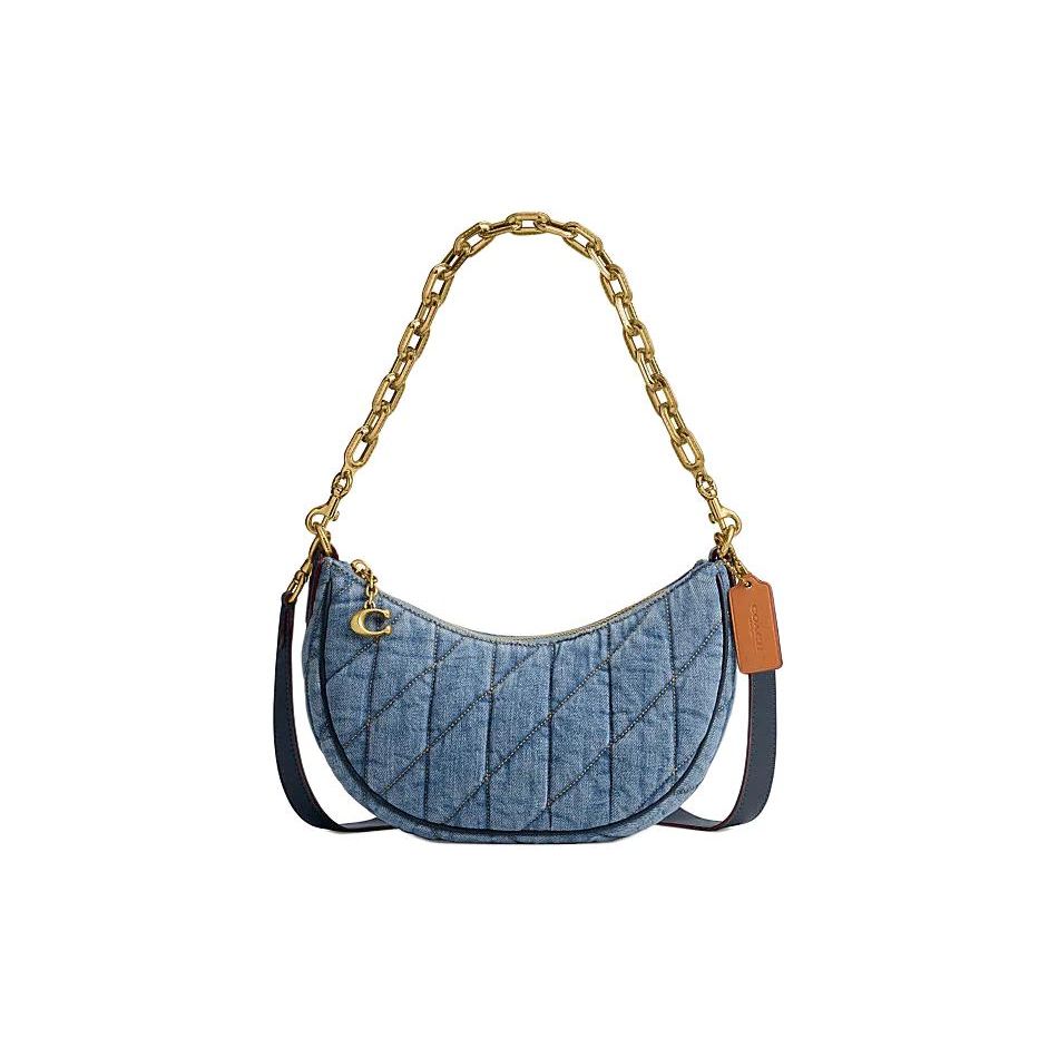 Coach Women's Indigo Mira 24 Fashion Casual Quilted Zipper Closure Fabric Tote Shoulder Bag Medium Bags Cr679-B4in