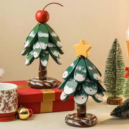 Christmas Tree Trivet for Hot Dishes Solid Wood Heat Resistant Pot Holder Folding Festive Table Decor for Holiday Meals Kitchen Use