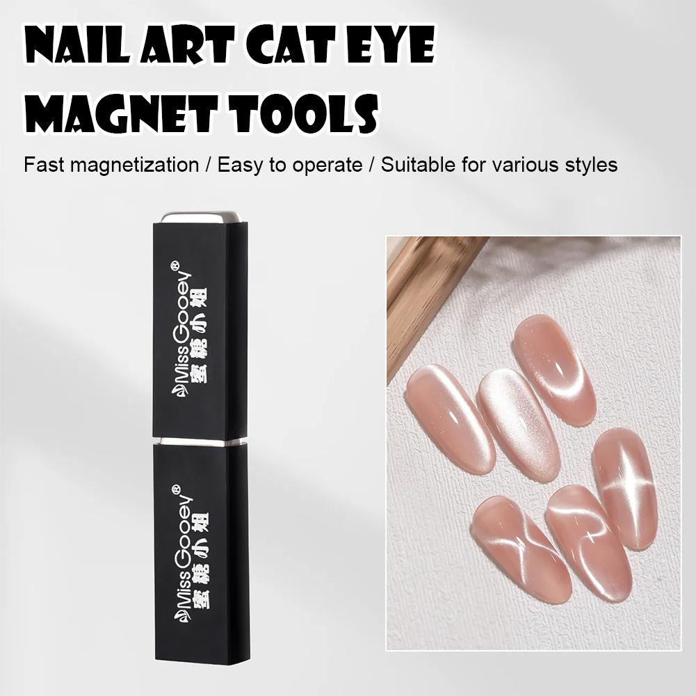 Sterke Dubbelkoppige Kattenoog Nagelmagneet Met Siliconen Cover Magnetisch Gereedschap Voor Franse 3D Lint Effect Manicure Diy Nagellak Kunst Tandwiel