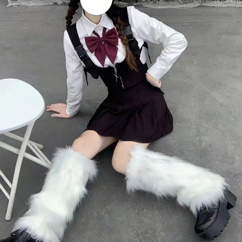 Faux Furs Leg Warmer,Warm Soft Cozy Fuzzy Leg Warmer Boot Cuffs Cover for Women Party Costumes Boot Sleeves Boot Covers
