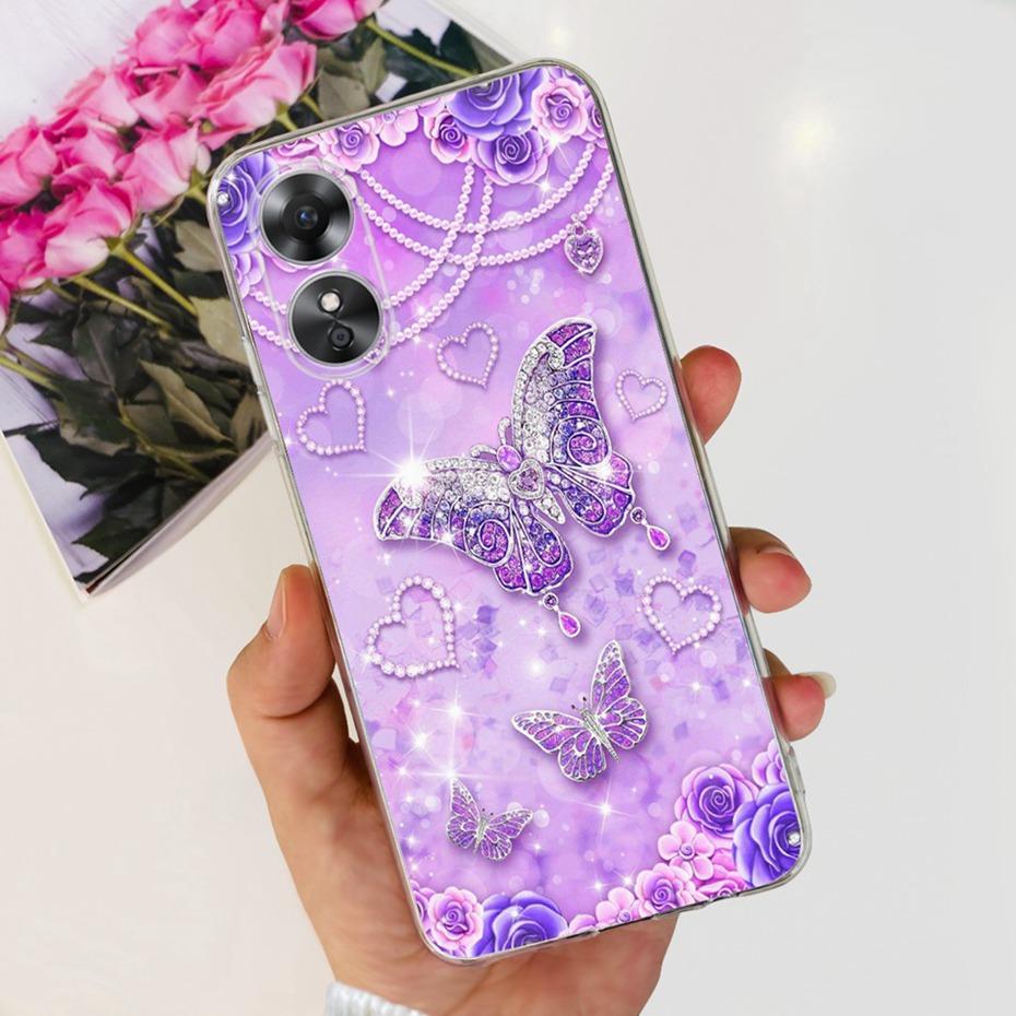 Schöne Hülle mit Aufdruck für OPPO A17 (CPH2477) Weiche Silikon-TPU-Rückabdeckung für Oppo A17 A 17 4G Handyhüllen