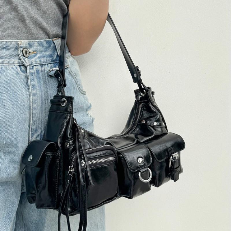 Stylish Large Capacity Motorcycle Bag With Multiple Pockets Crossbody Shoulder Daily Commute Work