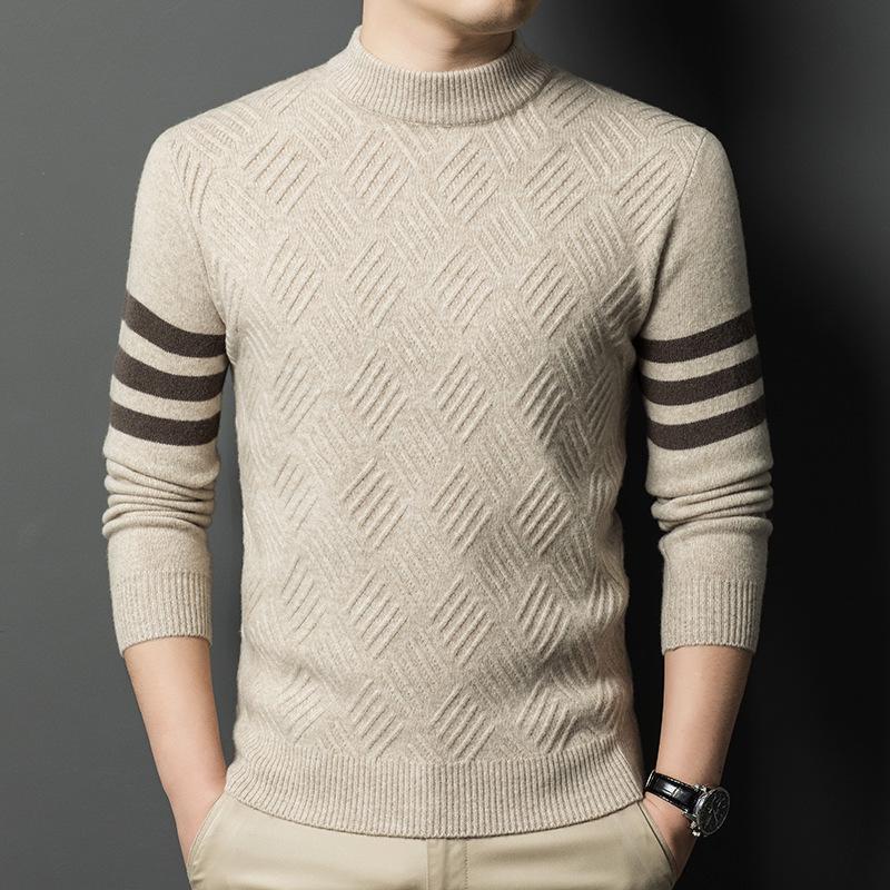 Men s Fashionable Jacquard Wool Sweater - Warm, Casual, Round Neck, Winter Style XXL