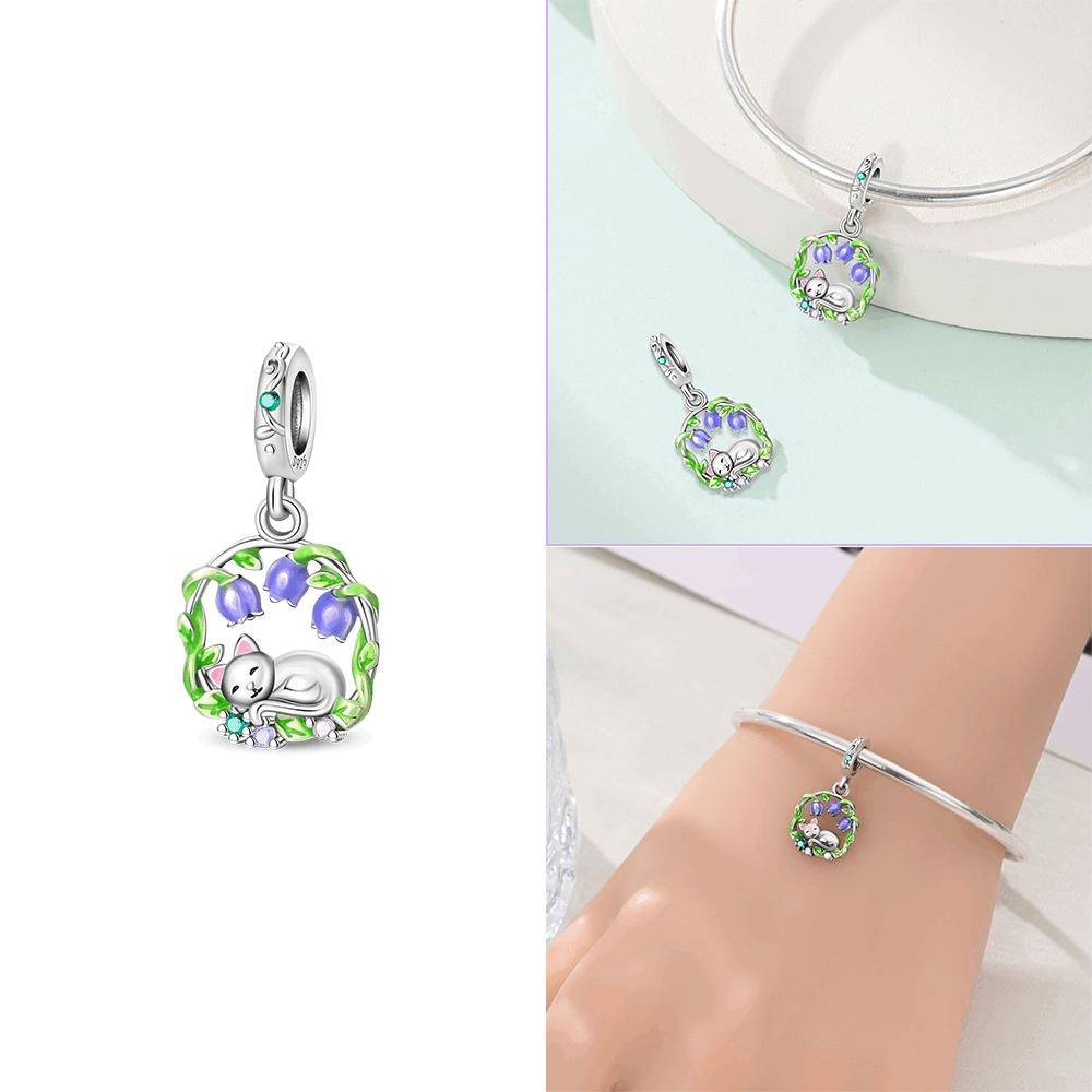 Charm Bead Charms Authentic Colored Zircon Cat Elephant Animal Pendant Authentic copper Bead Compatible With Bracelets Women Valentines Gift Accessory