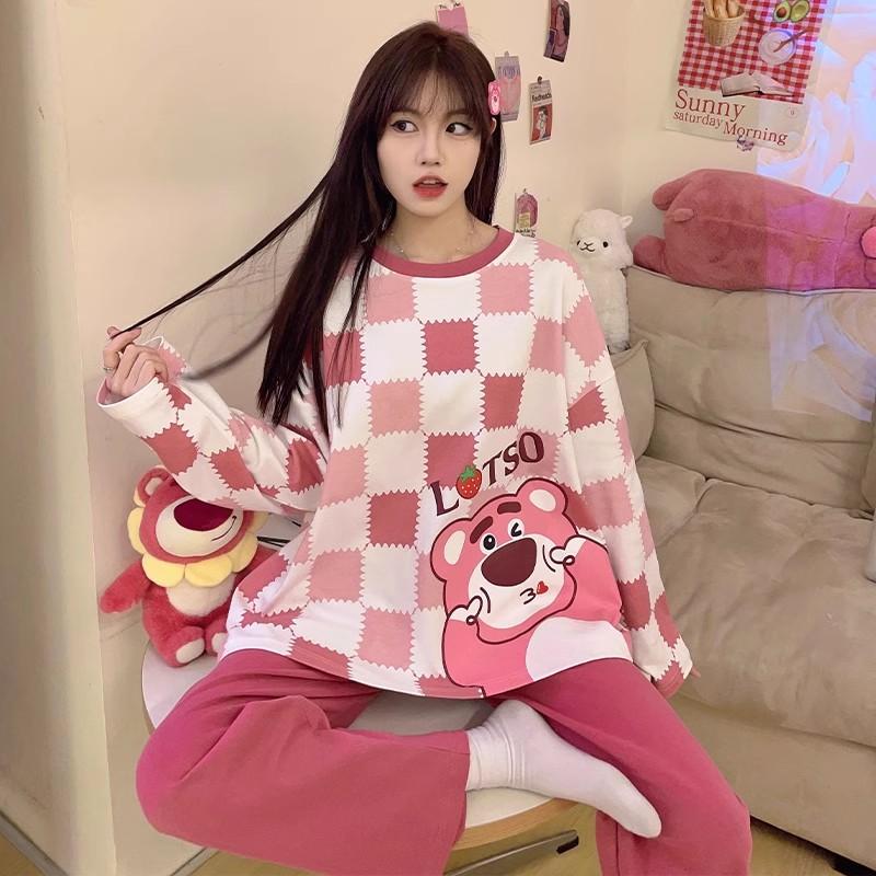 

Женский пижамный комплект с длинными рукавами: Весна/Осень 2023 - Net Red, Большой размер, Зимняя домашняя одежда 5XL (170-200 jin)