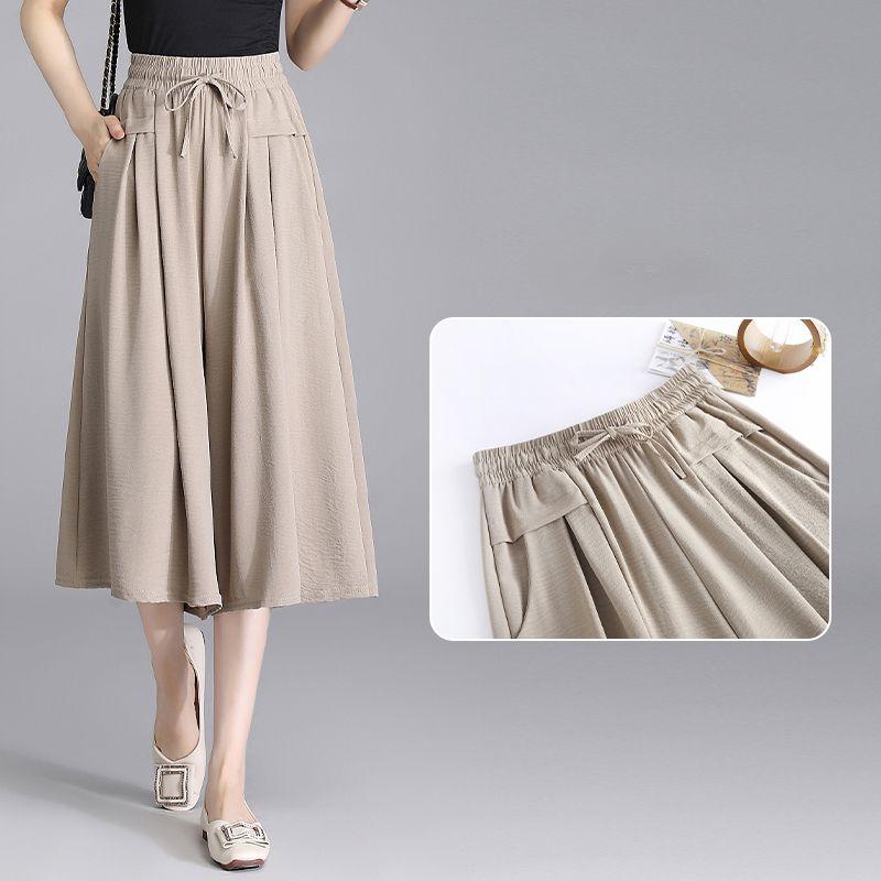 Ice Silk Big Foot γυναικεία φούστα καλοκαίρι 2024 Νέο καθημερινό παντελόνι Ευέλικτο ντραπέ παντελόνι με φαρδύ πόδι σε λεπτό στυλ