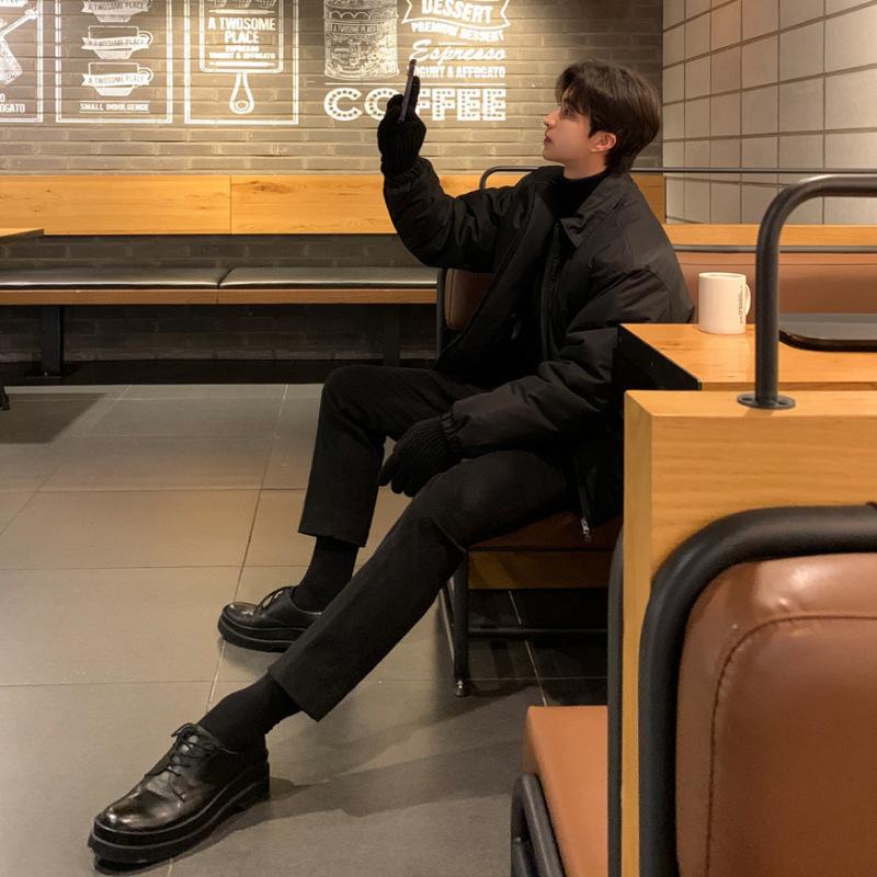 Workwear Lapel Cotton Coat Men's Winter Warm Loose Jacket Korean Style Trendy Simple Cotton Coat