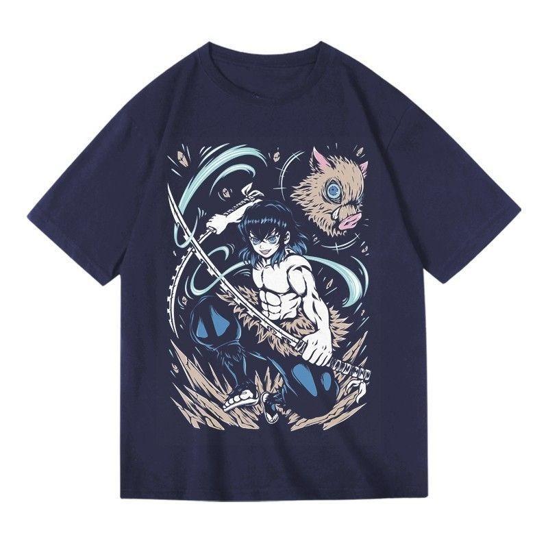 TwodiUnisexsional Flatfaced Demon Slayer Izuis Kimi No Koi Anime Merchandise Printed Shortsleeved Summer Cotton Loose Fit