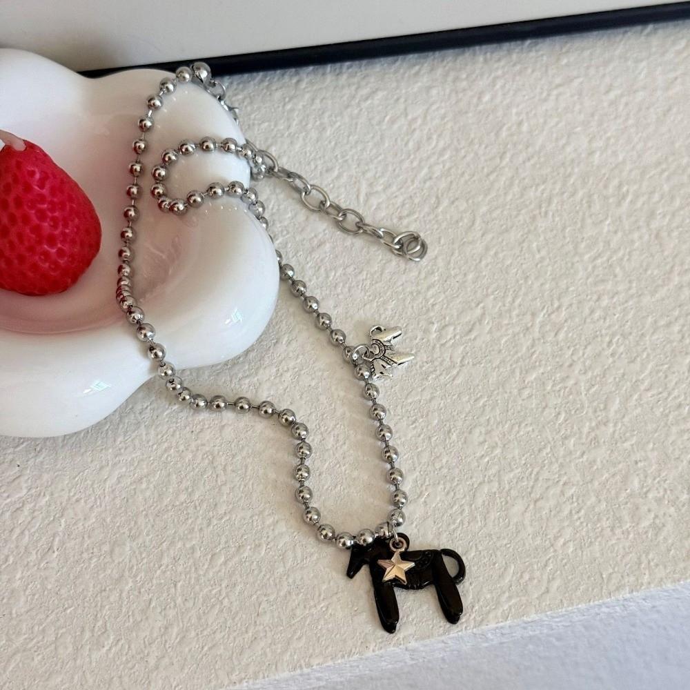 Sweet Enamel Colt Horse Pendant Necklace Cute Cartoon Pony Pendant Necklace  Decoration