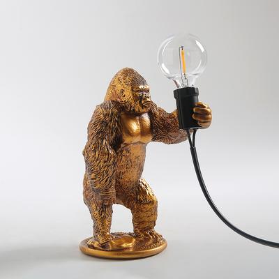 Żywiczne zwierzę goryl lampa stołowa małe miniaturowe ozdoby goryla słodkie światła LED wystrój domu lampa rzemiosło lampe de table design