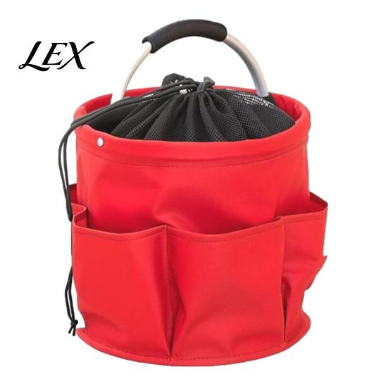 Outdoor Cleaning Tool Bag Foldable Storage with Handle & Drawstring, Waterproof Oxford Cloth Pouch Multi-Pockets, Large Tools Organizer Basket
