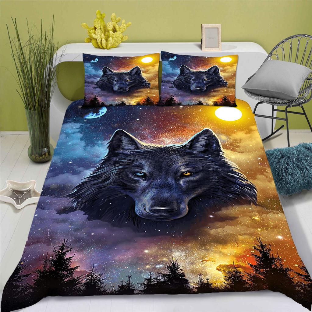 Comforter Wolf Cartoon Bedding Set Adult Boy Girl Bedroom Decoration Children Single Double Large Size