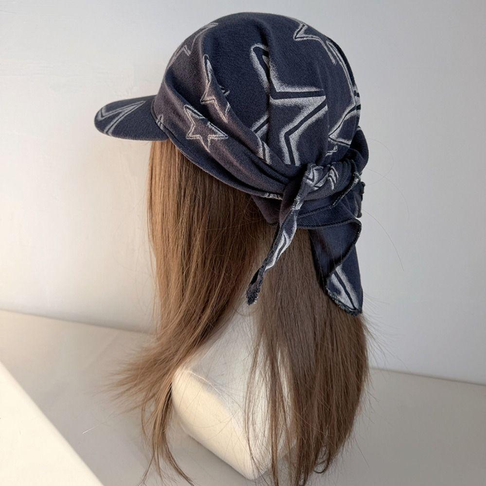 Pentagram Scarf Baseball Cap Korean Style Strappy Scarf Hat Portable Letter Headscarf Hat Girl
