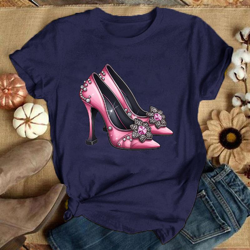 Fashion Unisex T-Shirt Pink High Heel Print Designed Summer Tops Tees(Premium T-shirt)