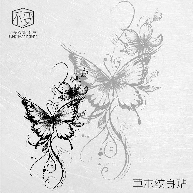 Schmetterling Kräutersaft Tattoo-Aufkleber, Nicht-reflektierendes realistisches Design, Langlebige wasserdichte Körperkunst für einen auffälligen Stil