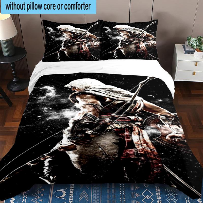 1PC Assass Warrior 3pcs Bedding,Including 1pc Duvet Cover And 2pcs Pillowcases Perfect for Christmas,Ideal for Bedroom, Dormitory