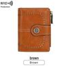 2023 RFID Women's Oil Wax Leather Wallet: Short Card Holder with Coin Purse and Fashion Buckle Zipper.
